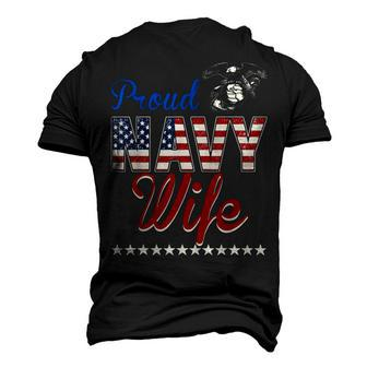 Proud Navy Wife Usa American Flag Men's 3D T-Shirt Back Print | Mazezy