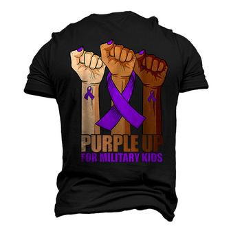 Purple Up For Military Kids Raised Hand Men's 3D T-Shirt Back Print | Mazezy