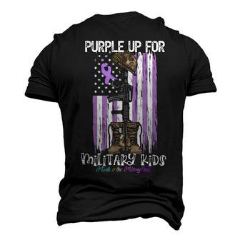 Purple Up For Military Kids Support Us Flag Military Month Men's 3D T-Shirt Back Print | Mazezy