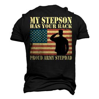 My Stepson Has Your Back Proud Army Stepdad Father Men's 3D T-Shirt Back Print | Mazezy