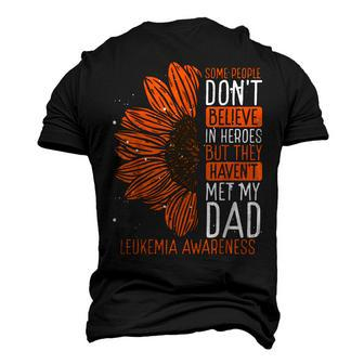 Sunflower Leukemia Awareness Ribbon My Dad Is Hero Warrior Men's 3D T-Shirt Back Print | Mazezy