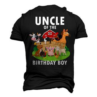 Uncle Of The Birthday Boy Farm Animals Matching Farm Theme Men's 3D T-Shirt Back Print | Mazezy