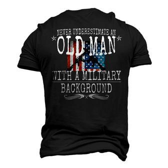 Never Underestimate An Old Man With A Military Background 95 Men's 3D T-Shirt Back Print | Mazezy