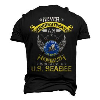 Never Underestimate An Old Man Us Seabee Military Veteran Men's 3D T-Shirt Back Print | Mazezy