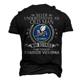 Never Underestimate An Old Man Us Seabee Veteran Military Men's 3D T-Shirt Back Print | Mazezy