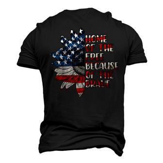 Us Flag Sunflower Home Of The Free Because Of The Brave Men's 3D T-Shirt Back Print | Mazezy