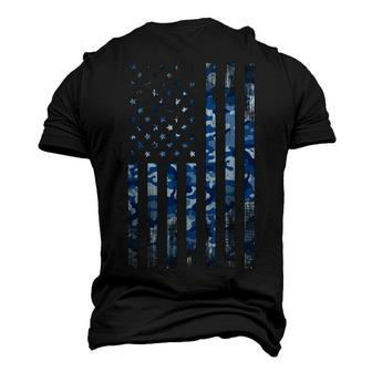 Us Navy Camo Veteran American Flag Military Blue Men's 3D T-Shirt Back Print | Mazezy