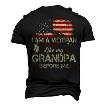 I Am A Veteran Like My Grandpa Before Me Flag Usa T Men's 3D T-Shirt Back Print | Mazezy