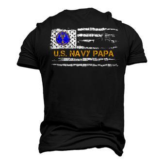 Vintage American Flag Proud Us Navy Papa Veteran Military Men's 3D T-Shirt Back Print | Mazezy