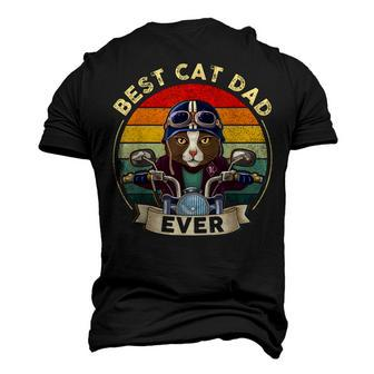 Vintage Best Cat Dad Ever Cat Riding Motorcycle Fathers Day Men's 3D T-shirt Back Print - Seseable