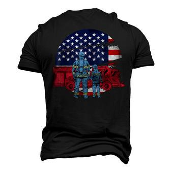 Vintage Firetruck American Flag Firetruck Lover 4Th Of July Men's 3D T-Shirt Back Print | Mazezy