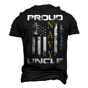 Vintage Proud Navy Uncle With American Flag Men's 3D T-Shirt Back Print | Mazezy