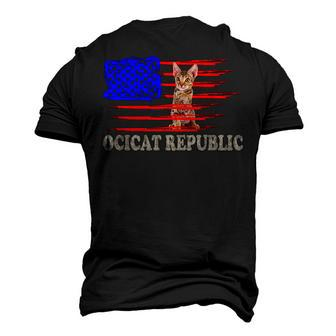 Vintage Retro Country Cat Ocicat Republic Flag Men's 3D T-Shirt Back Print | Mazezy