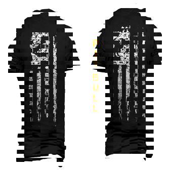 Vintage Usa American Flag Pit Bull Pitbull Silhouette Men's 3D T-Shirt Back Print | Mazezy