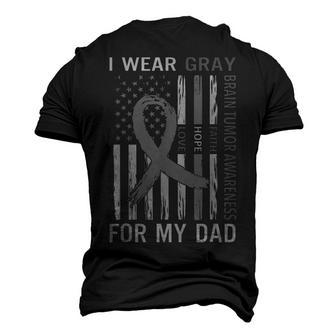 I Wear Gray For My Dad Brain Tumor Awareness Gray Ribbon Men's 3D T-Shirt Back Print | Mazezy