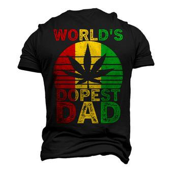 Worlds Dopest Dad Vintage Weed Leaf Cannabis Marijuana Men's 3D T-Shirt Back Print | Mazezy
