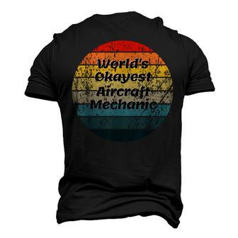 Worlds Okayest Aircraft Mechanic Vintage Sunset 60S 70S Men's 3D T-Shirt Back Print | Mazezy