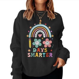 100 Days Of School 100Th Day Smarter Rainbow Teacher Kids Women Crewneck Graphic Sweatshirt - Thegiftio UK