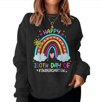 100Th Day Of Kindergarten School Rainbow 100 Days Smarter Women Crewneck Graphic Sweatshirt - Thegiftio UK