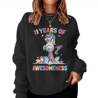 11Th Birthday Girl Unicorn Shirt Age 11 Niece Daughter Women Sweatshirt | Mazezy