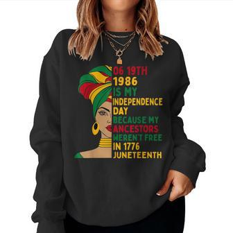 1986 Junenth Is My Independence Day Black African Womens Women Sweatshirt | Mazezy