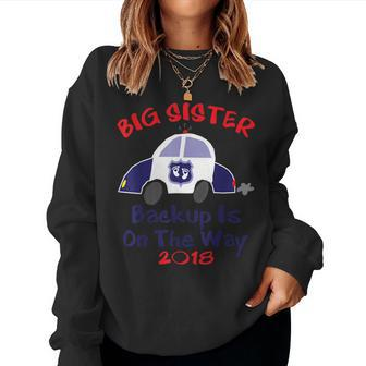 2018 Cute Big Sister Pregnancy Announcement Police Car Women Sweatshirt | Mazezy