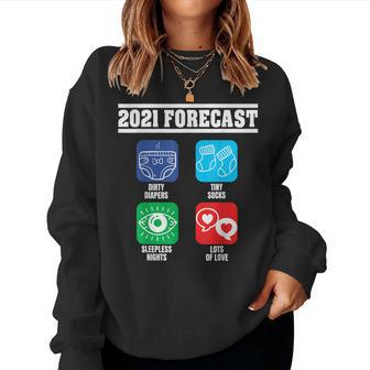 2021 Forecast New Dad Mom Baby Announcement Pregnancy Women Sweatshirt | Mazezy