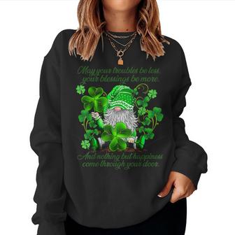 Christian Gnome St Patricks Day Irish Blessing Leprechaun  Women Crewneck Graphic Sweatshirt