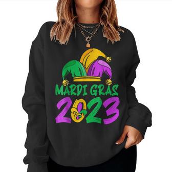 Happy Mardi Gras 2023 Jester Outfit Kids Girl Boy Men Women  Women Crewneck Graphic Sweatshirt