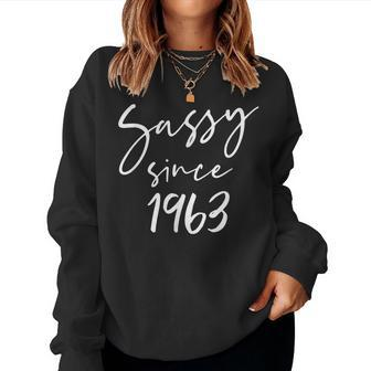 37 Vintage Sassy Since 1963 Classic Awesome Gift Mama Love Women Crewneck Graphic Sweatshirt - Seseable