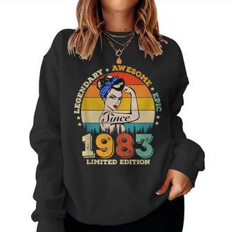 40 Year Old Legendary Since 1983 Awesome Women 40Th Birthday Women Crewneck Graphic Sweatshirt - Seseable