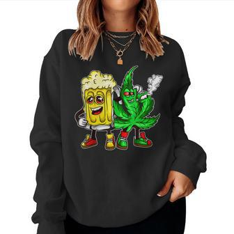 420 Pot Leaf Marijuana Bong Beer Drunk Weed Cannabis Women Sweatshirt | Mazezy