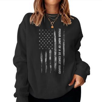 4Th Of July Proud Aunt Of A Us Coast Guard - American Flag Women Crewneck Graphic Sweatshirt - Seseable