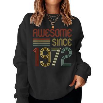 50Th Birthday Vintage 1972 Made In 1972 Awesome Since 1972 Women Crewneck Graphic Sweatshirt - Seseable