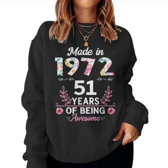 51 Years Old Gifts 51St Birthday Born In 1972 Women Girls Women Crewneck Graphic Sweatshirt - Seseable