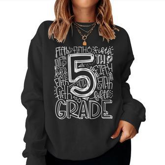 5Th Grade Typography Team Fifth Grade Teacher Back To School Women Crewneck Graphic Sweatshirt - Seseable