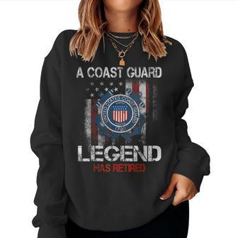 A Coast Guard Legend Has Retired Vintage Uscg Military Flag Women Crewneck Graphic Sweatshirt - Seseable