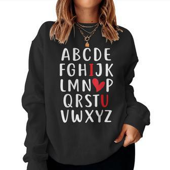 Abc Chalk Alphabet I Love You English Teacher Valentines Day V6 Women Crewneck Graphic Sweatshirt - Seseable