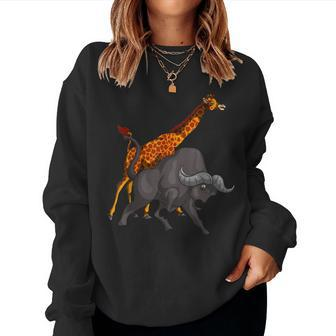 Africa Animal Squad Giraffe Buffalo Safari Zookeeper Women Sweatshirt | Mazezy