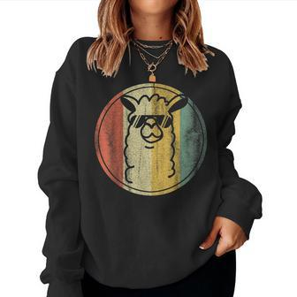 Alpaca Llama Gifts Vintage Retro No Prob Llama Women Crewneck Graphic Sweatshirt - Seseable
