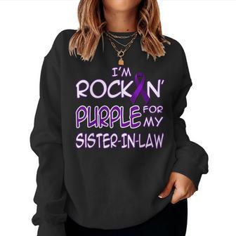 Alzheimers Awareness Sister In Law Purple Ribbon Women Sweatshirt | Mazezy