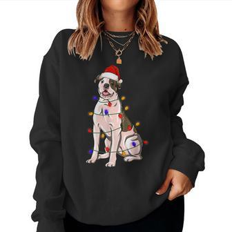 American Bulldog Xmas Lights Dog Dad Dog Mom Women Sweatshirt | Mazezy