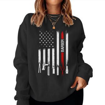 American Flag With Barber T For Women Men Father Women Crewneck Graphic Sweatshirt - Seseable