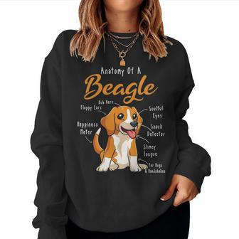Anatomy Of A Beagle Gift For Beagle Dog Mom Funny Beagle Women Crewneck Graphic Sweatshirt - Seseable