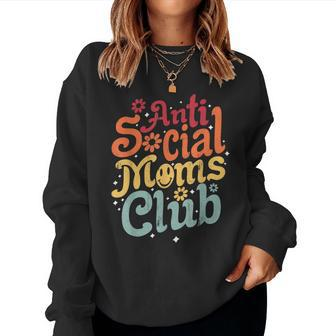 Antisocial Moms Club Mom Life Groovy Mama Mothers Day Women Crewneck Graphic Sweatshirt - Thegiftio UK