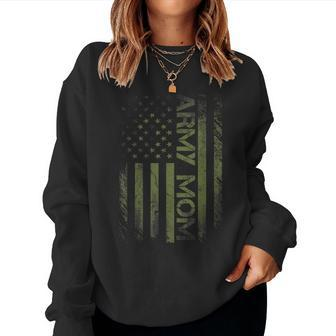Army Mom American Flag Pride Military Mothers Day Women Crewneck Graphic Sweatshirt - Thegiftio UK
