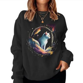 Astronaut Cat Cat Dad Mom Space Cat Galaxy Women Sweatshirt | Mazezy