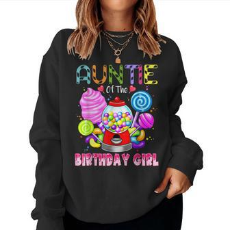 Aunt Of The Birthday Child Candyland Candy Women Crewneck Graphic Sweatshirt - Seseable