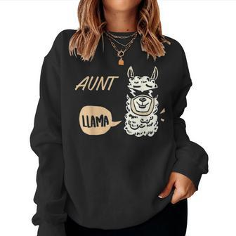 Auntie Llama Family Father Day Mother Day Women Crewneck Graphic Sweatshirt - Seseable