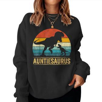 Auntiesaurus T Rex Dinosaur Auntie Funny Mothers Day Women Crewneck Graphic Sweatshirt - Seseable